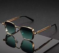 Lunettes de soleil unisexes UV400 en métal style steampunk, monture carrée rétro petite taille, personnalisées, tendance européenne et américaine, nouvelle collection, vente chaude