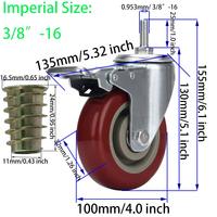 Roulettes robustes DICASAL de 4 pouces, pivotantes à 360 degrés, roues durables, roulettes à filetage, doubles verrous de sécurité et roulements