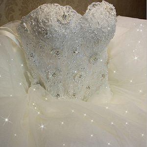 Strapless Ball Gown Wedding Dress Floor Length Natural Waistline Polyester Fiber Simple Style - Product Image 3