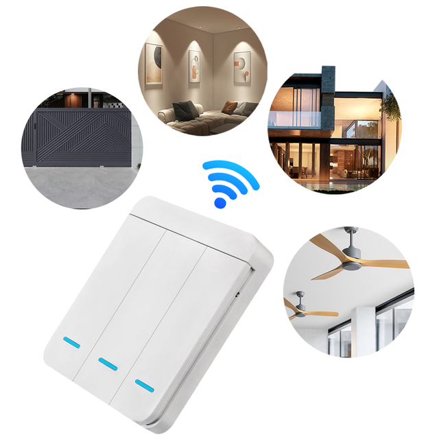 Hot Selling 315MHz 3-Channel Wireless Remote Control Wiring-Free Chandelier Fan RF Wall Switch for Garage Door Control