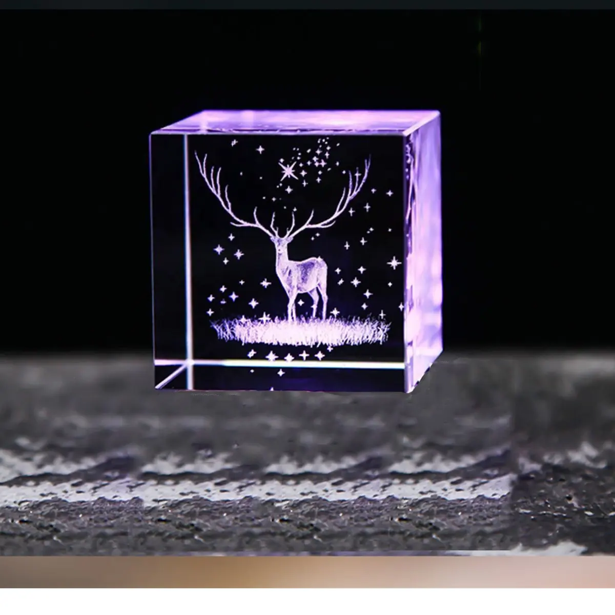 Crysting kubus foto kaca 3d, suvenir kaca kristal Gambar Echted 3D Laser terukir kubus pemberat kertas kristal dengan dasar ringan