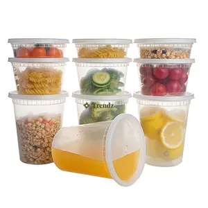 Trendz 8 Oz Microwave Safe Disposable Plastic Soup Container Food Storage Soup Pp Deli Container With Lid