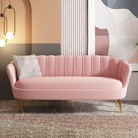 Canapé de salon moderne et minimaliste en velours rose de luxe, deux places, capitonné, pour hôtel, appartement, salon - Vente flash