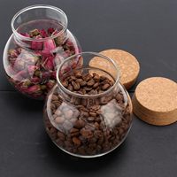 Bouteilles en verre transparentes, vides, rondes, de grande capacité, scellées, flacons, pots, contenants de stockage avec bouchon en bois
