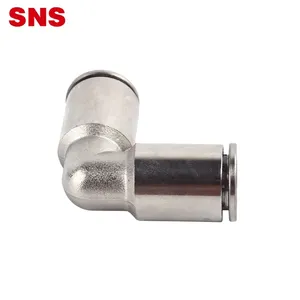 Série SNS <span class=keywords><strong>JPV</strong></span> pousser pour connecter rapidement connecteur de tuyau de tube pneumatique de type L raccord d'air coudé en laiton nickelé - Product Image 2