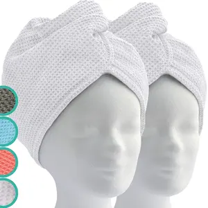 RTS Bán Buôn Tùy Chỉnh Nhà Máy Giá Chất Lượng Cao Nhanh Khô Mềm Turban Waffle Sợi Nhỏ Tóc Khăn