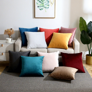 Housse de <span class=keywords><strong>coussin</strong></span> de canapé en velours - Couleur unie personnalisable, sans insert inclus ; Housse de <span class=keywords><strong>coussin</strong></span> carrée de style nordique pour salon - Product Image 3