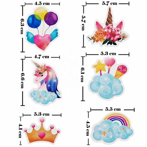 Décoration de gâteau d'<span class=keywords><strong>anniversaire</strong></span> sur le thème des dessins animés : ballons <span class=keywords><strong>arc</strong></span>-<span class=keywords><strong>en</strong></span>-<span class=keywords><strong>ciel</strong></span>, couronne, topper pour pâtisserie - Product Image 3