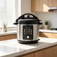 Cuisinière électrique multifonctionnelle 12-en-1 en acier inoxydable 6L avec écran LED numérique couleur 1000W haute pression antiadhésive