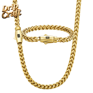 Nuevo Collar <span class=keywords><strong>Monaco</strong></span> de 6 mm con Cabeza Redonda Dorada, Cadena Cuadrada Biselada Dorada, Acero de Titanio Electrochapado, Cierre de 14K-18K - Product Image 1