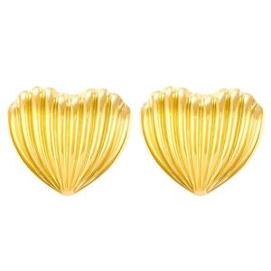 ต่างหูแบบติดหูรูปหัวใจดอกไม้เคลือบทอง 14K ทำจากสแตนเลสสตีลสำหรับผู้หญิง - เครื่องประดับสำหรับงานปาร์ตี้สุดอินเทรนด์ - Product Image 1