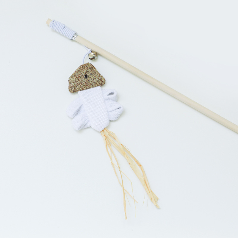 Bâton teaser pour chat en bois - poisson