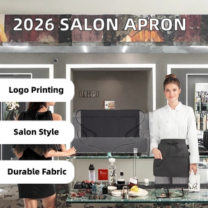 Black Polyester <b>Waist</b> <b>Apron</b> with Pockets Custom Logo for Restaurant Bar Salon Staff - Product Image 2