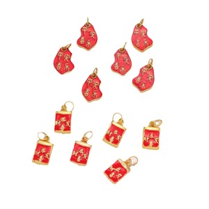 Colgantes tradicionales de oro con esmalte cloisonné, diseño de goteo, con caracteres chinos rojos de la suerte, para la fabricación de joyas y accesorios DIY - Product Image 5