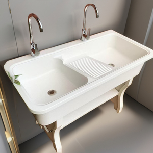 Lavabo en céramique de réservoir de blanchisserie extérieur intégré en pierre de quartz moderne pour la salle de bains pour la piscine et les blanchisseries en pierre - Product Image 6