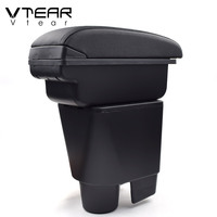 Vtear Boîte de rangement élégante en ABS et cuir PU pour accoudoir de voiture avec port de charge USB et porte-gobelet, accessoires intérieurs pour Toyota Etios Liva