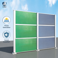 Barrière acoustique photovoltaïque colorée conforme aux politiques environnementales pour l'isolation phonique des routes municipales