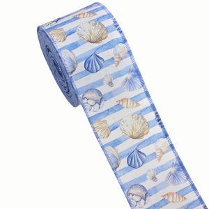 Nouveauté : Ruban en toile de jute filé à thème côtier de 6,3 cm x 10 yards pour la décoration intérieure côtière et l'emballage de cadeaux de plage - Product Image 5