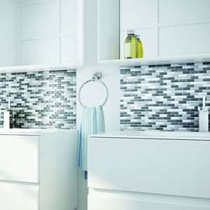 Moderno 3D PU pegatinas de pared superposición aquí diseño gris negro blanco enclavamiento cocina Backsplash impermeable autoadhesivo - Product Image 3