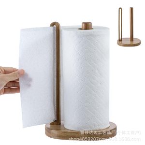 Wooden Paper Towel Holder Countertop Round Farmhouse Style Non Slip <b>Mat</b> Kitchen <b>Roll</b> Storage Rack - Product Image 1