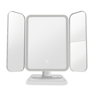 <b>Foldable</b> LED Fashion Cosmetic <b>Mirror</b> 3 Fold Make up <b>Mirror</b> 2X3X Magnifying <b>Mirror</b> With LED Lights Rechargeable Battery - Product Image 2