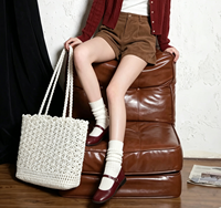 Sac fourre-tout moderne et élégant en crochet pour courses, réutilisable, lavable, en coton et maille, pour l'extérieur