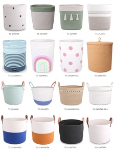 Cesta de Almacenamiento de Cuerda de Algodón con Bordado de Cisne, Asas con Lazo Rosa, Plegable, <span class=keywords><strong>para</strong></span> Habitación Infantil, Sala de Estar, Organizador de Juguetes y <span class=keywords><strong>Ropa</strong></span>, Personalizable - Product Image 3