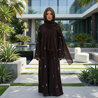 2026 Abaya Cardigan Nida Bordir Bunga Baru untuk Wanita, Pakaian Islami Sederhana Loriya, Gaun Muslim Terbuka, Abaya Idul Fitri dan Hijab