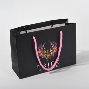 Sacs shopping en papier rose avec logo personnalisé, poignée en ruban, emballage de luxe pour vêtements, bijoux, boutique - Product Image 5