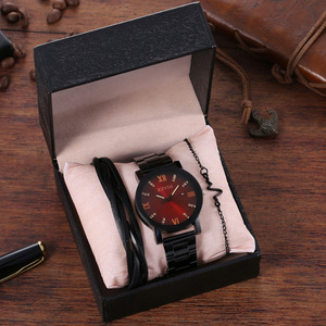 Set di braccialetti da uomo Casual di moda 3 pezzi bracciale da uomo bracciale decorativo orologio al quarzo Set regalo <span class=keywords><strong>per</strong></span> ragazzi Conjunto de reloj - Product Image 2