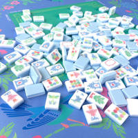160PCS Premium 2 Lapisan Ubin Mahjong Akrilik Amerika Set Permainan Mahjong dengan Ukiran Kustom untuk Malam Permainan Keluarga