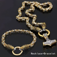 Offre Spéciale – Ensemble de Bijoux pour Homme : Collier en Acier Inoxydable avec Pendentif Marteau Viking Vintage Nordique à Runes et Tête de Loup, Chaîne en Bambou