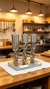 Machine manuelle à 3 réservoirs pour le remplissage de beignets et churros, en acier inoxydable de qualité alimentaire, injecteur de confiture de fruits, crème et sauce chocolat pour boulangerie - Product Image 3