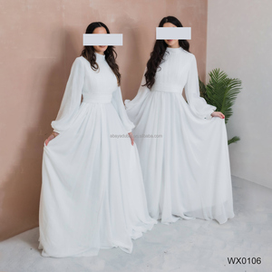 2025 thiết kế mới thương hiệu phong cách khiêm tốn bóng Gown Lady abaya buổi tối ăn mặc hồi giáo sang trọng màu trắng thêu hạt - Product Image 1