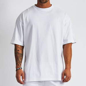 เสื้อยืดโอเวอร์ไซส์สีขาวล้วนแบบเรียบ 170 180 190 200 210 220 230 300 GSM สำหรับผู้ชาย จำนวนมาก - Product Image 3