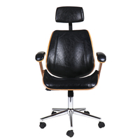 2025 nouvelle chaise de patron de bureau de direction en bois de style moderne avec accoudoir et appui-tête fixes