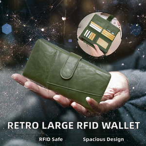 2026 Fashionable Retro Women's PU <b>Clutch</b> Wallet Polyester Large Capacity Double Zipper Card Holder Blocking Three Fold Buckle - Product Image 2