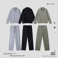 Nouvel ensemble sweat-shirt et pantalon de survêtement en molleton 100 % coton avec demi-zip et strass, color block, pour homme et femme, coupe ample, décontracté, sport et streetwear, collection automne