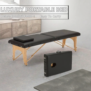 Cama de Masaje Plegable Portátil, Mesa de Terapia de Cuero Sintético con Marco de Madera para Salón, Hotel, Estudio de Belleza - Product Image 2