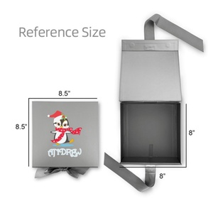 Luxury Custom Grey Carton Printed Logo Luxury Cardboard <b>Gift</b> Packaging Perfume <b>Magnetic</b> Paper <b>Box</b> with Ribbon - Product Image 1