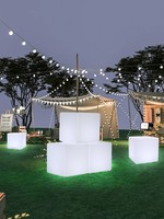 Cubi Luminosi LED Personalizzati con Logo Stampato, IP65, per Esterni, Espositori Visivi per Centri Commerciali