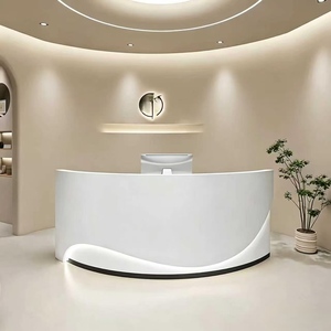 Minimalist Curved <b>Reception</b> Desk, Painted Front Desk, Cash Register <b>Counter</b> for Beauty Salon, Hair Salon & Clothing Store - Product Image 6