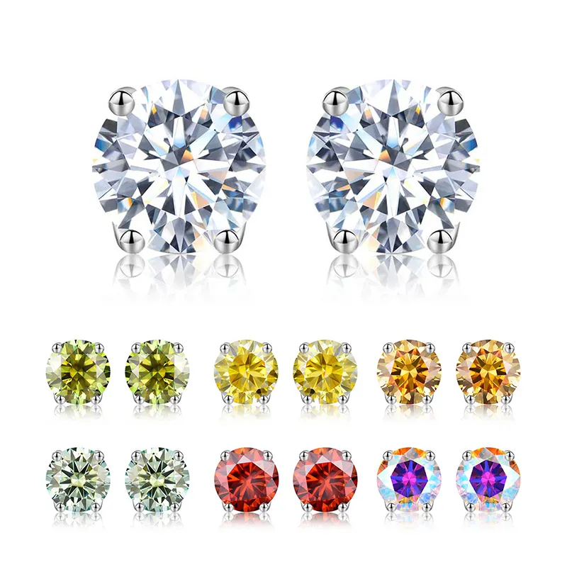 custom gra certified diamond moissanite earring 925 sterling silver 14k 18k 0.5 1 2 ct carat vvs iced cut women wedding Jewelry