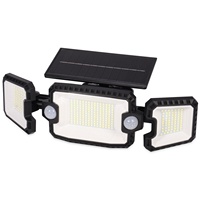 Lampe de sécurité solaire 2500LM, 305 LED, triple tête, batterie rechargeable 2000mAh, détecteur de mouvement, étanche IP65, montage mural