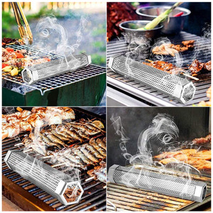 Tube à fumer pour barbecue en acier inoxydable de 12 pouces, tube à fumer hexagonal perforé pour fumer à chaud et à froid sur n'importe quel barbecue - Product Image 2