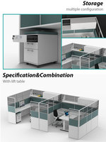 Poste de travail modulaire extensible moderne et populaire avec armoire suspendue, design en bois écologique