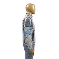 Blouson d'hiver en cuir blanc pour homme, style motard, effet vieilli, col montant, logo vintage embossé, coupe-vent, éco-responsable