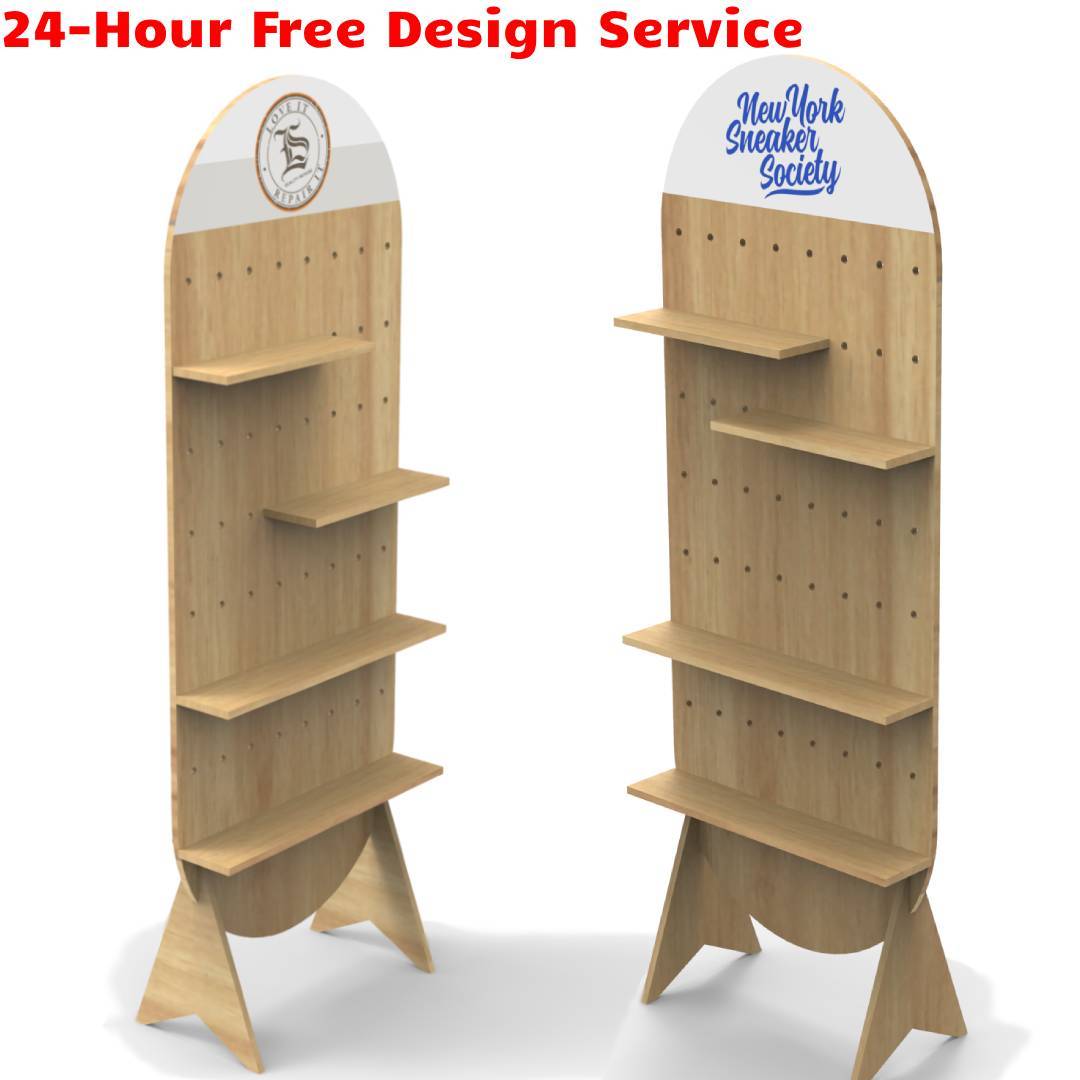Customized Durable Wood Scratch-Proof Stable Multi-Tier Retail Display Rack for Shoe Care Mall — view 4