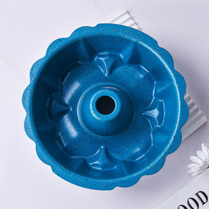Blue Round Hollow Chiffon Cake Mold Non Stick Solid Bottom Baking Pan For Cakes Mousses Pizzas - Product Image 2