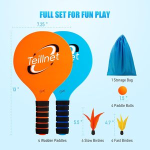 TEILLNET Juego <span class=keywords><strong>de</strong></span> Raquetas <span class=keywords><strong>de</strong></span> Playa, 4 Raquetas, Juguetes Deportivos <span class=keywords><strong>para</strong></span> Interiores y Exteriores, Unisex, Edades <span class=keywords><strong>de</strong></span> 0 a 24 Meses, Regalos <span class=keywords><strong>para</strong></span> Cestas <span class=keywords><strong>de</strong></span> Pascua - Product Image 3